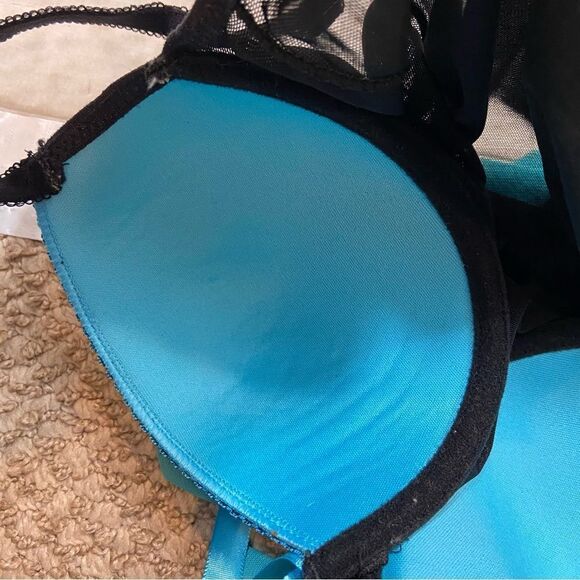 Per Lei Brand black and Turquoise Teddy Nightgown Size Small - Picture 10 of 11